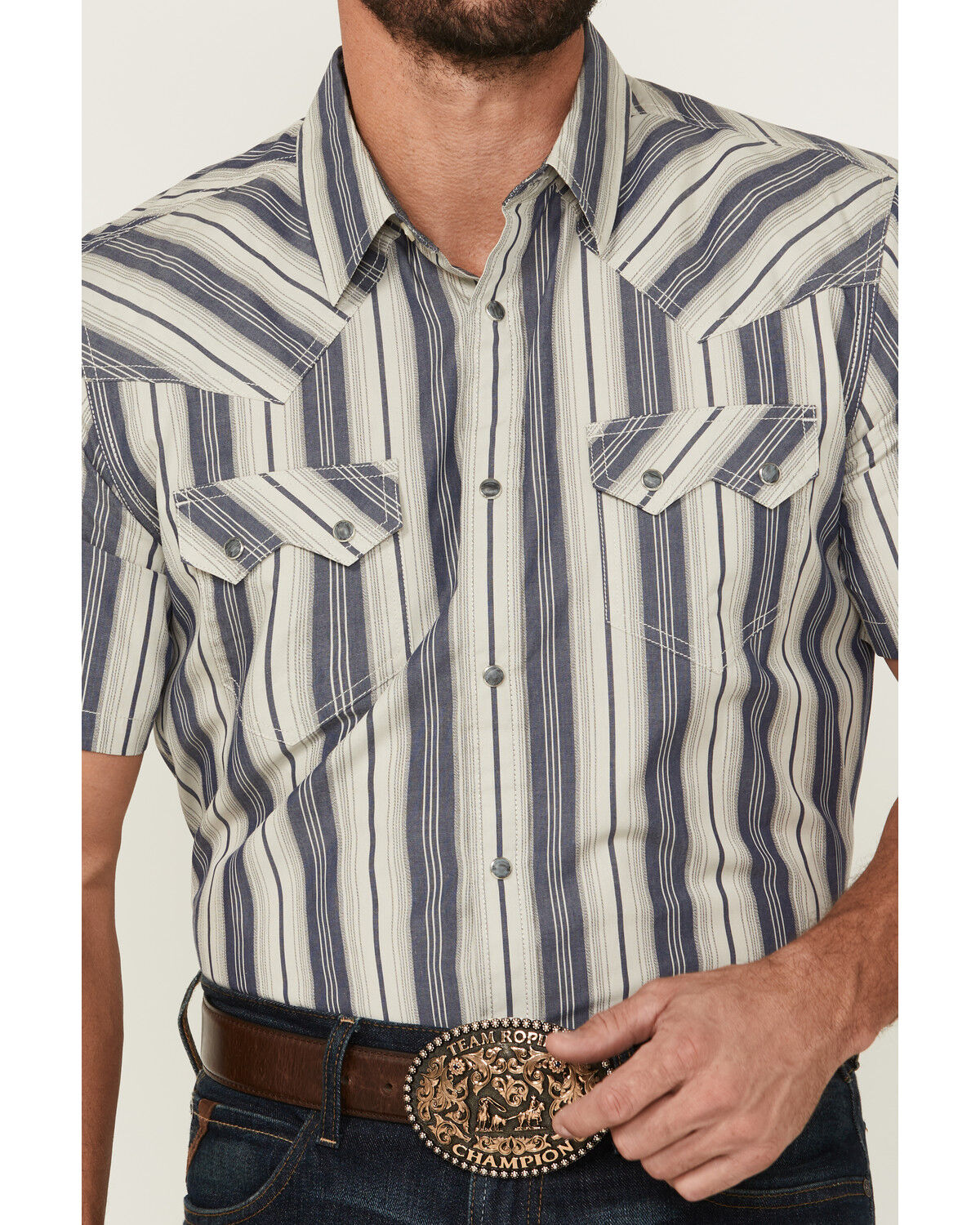 Product Name:  Cody James Men's Roman Striped Short Sleeve Snap Western Shirt