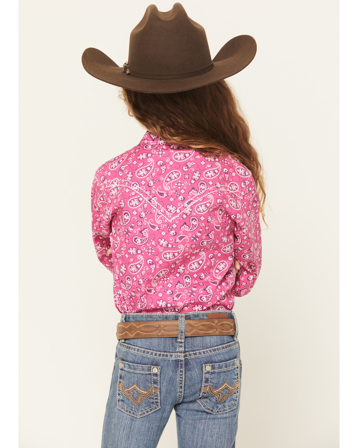Cowgirl Hardware Girls' Bandana Paisley Print Long Sleeve Snap Stretch Western Shirt