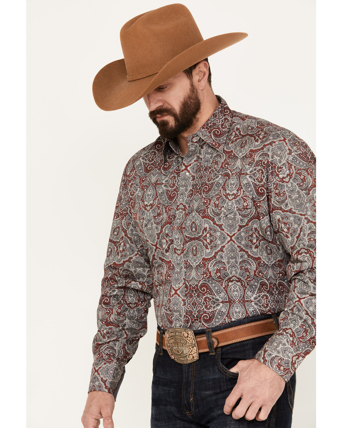 Image #2 - Stetson Men's Paisley Print Long Sleeve Western Snap Shirt, , hi-res