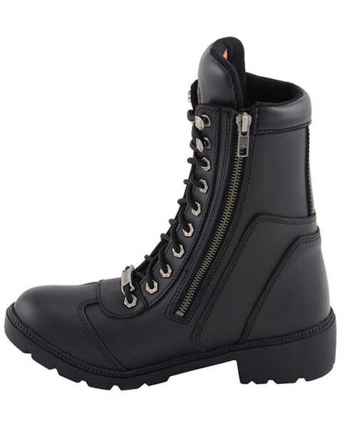 Image #3 - Milwaukee Leather Women's Black Moto Zipper Boots - Soft Toe, Black, hi-res