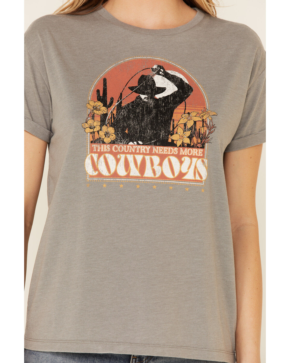 Image #3 - White Crow Women's This Country Needs More Cowboys Graphic Short Sleeve Tee, Charcoal, hi-res
