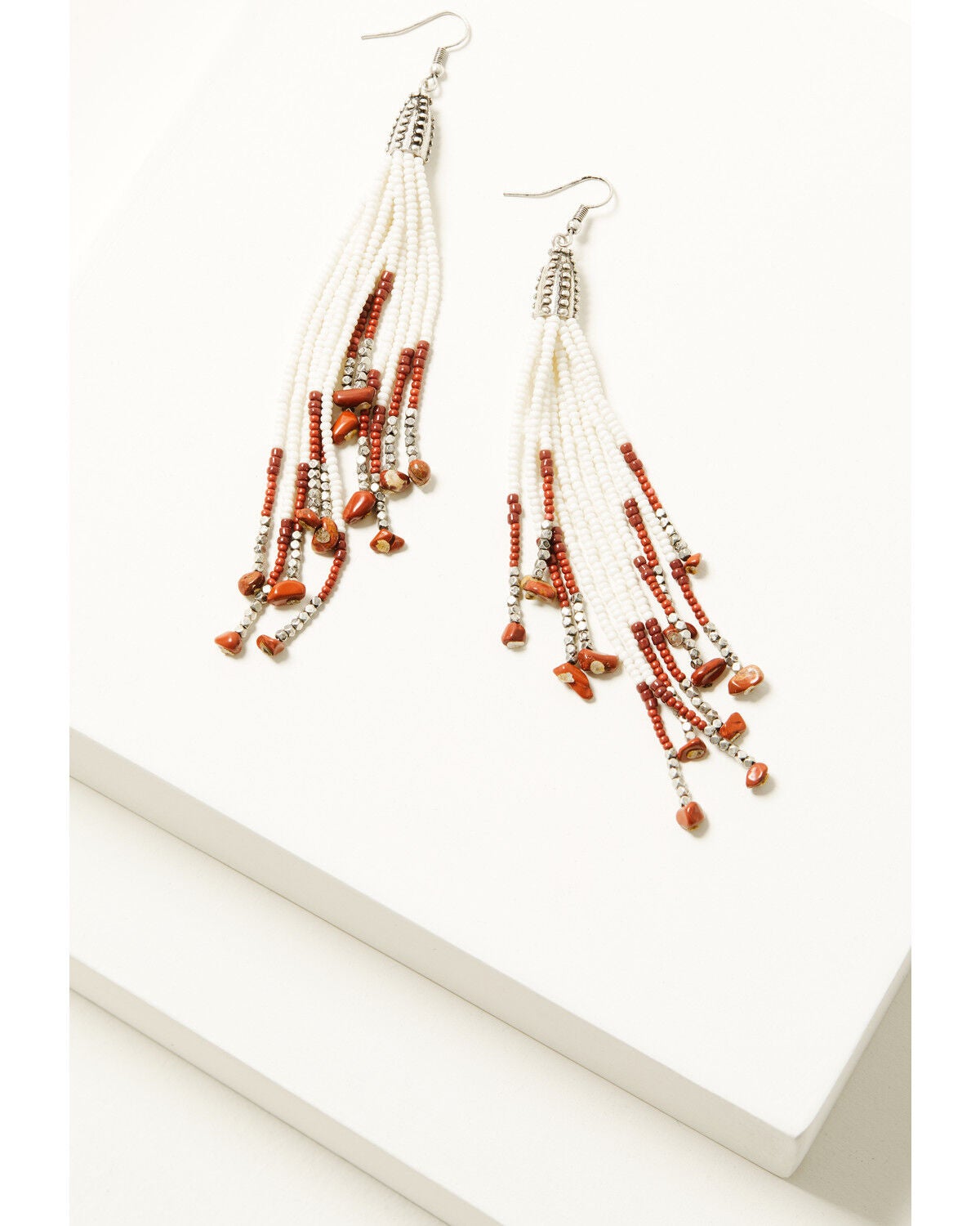 Shyanne Women's Wildheart Beaded Fringe Earrings, Cream, hi-res