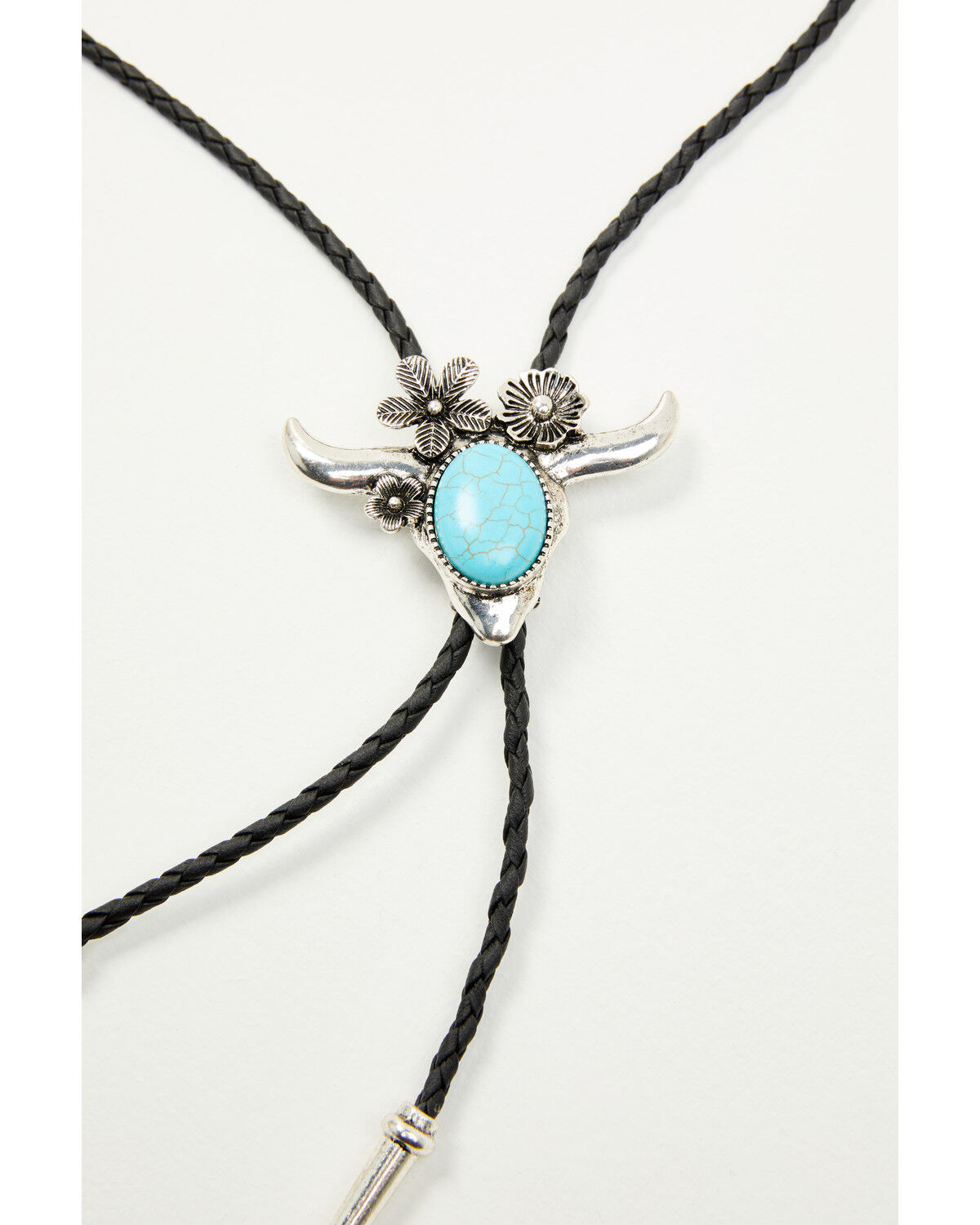 Image #2 - Shyanne Women's Steer Horn Flower Bolo Tie, Silver, hi-res
