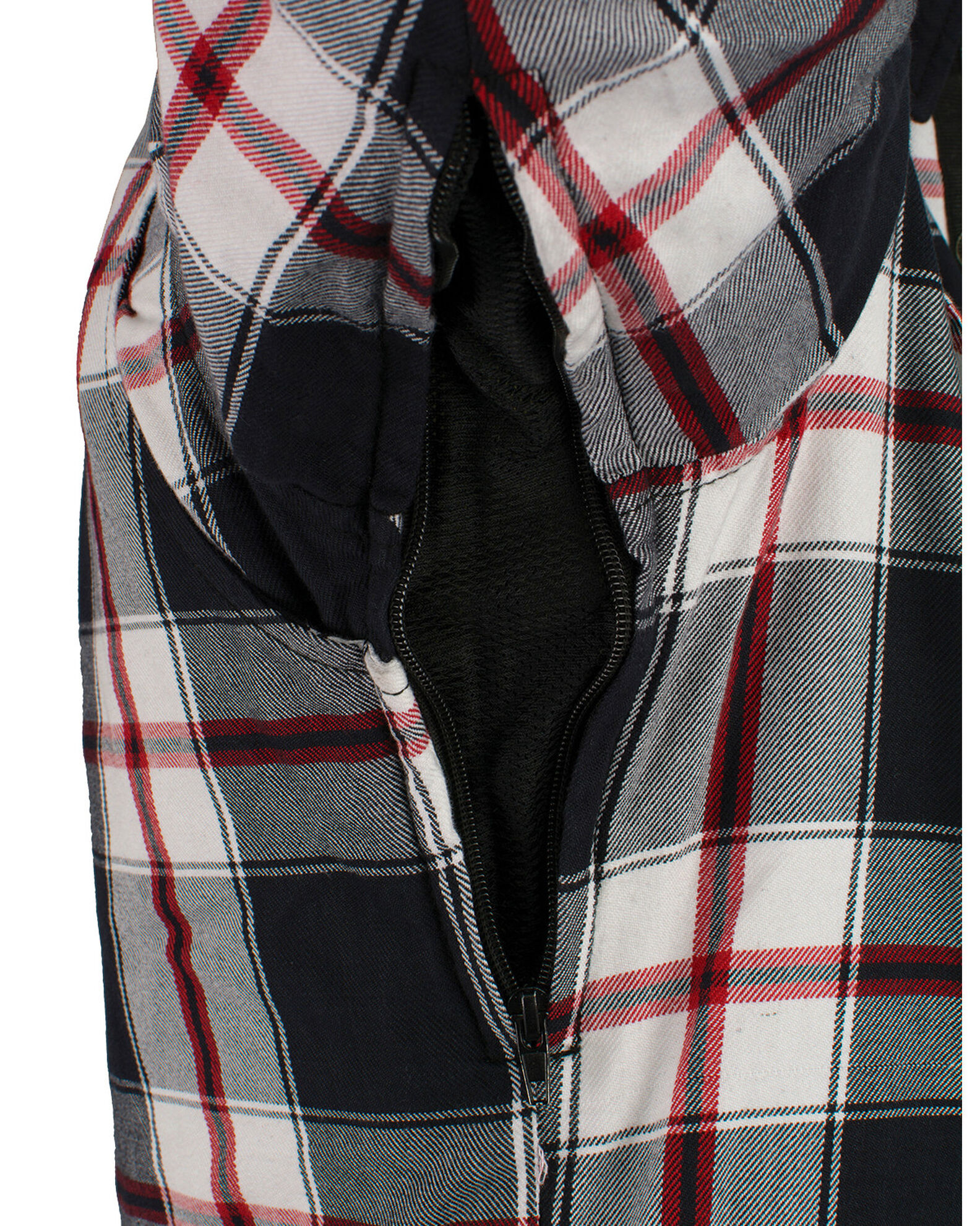 Image #4 - Milwaukee Performance Men's Black/White/Red Aramid Flannel Biker Jacket - 5X, Black/red, hi-res