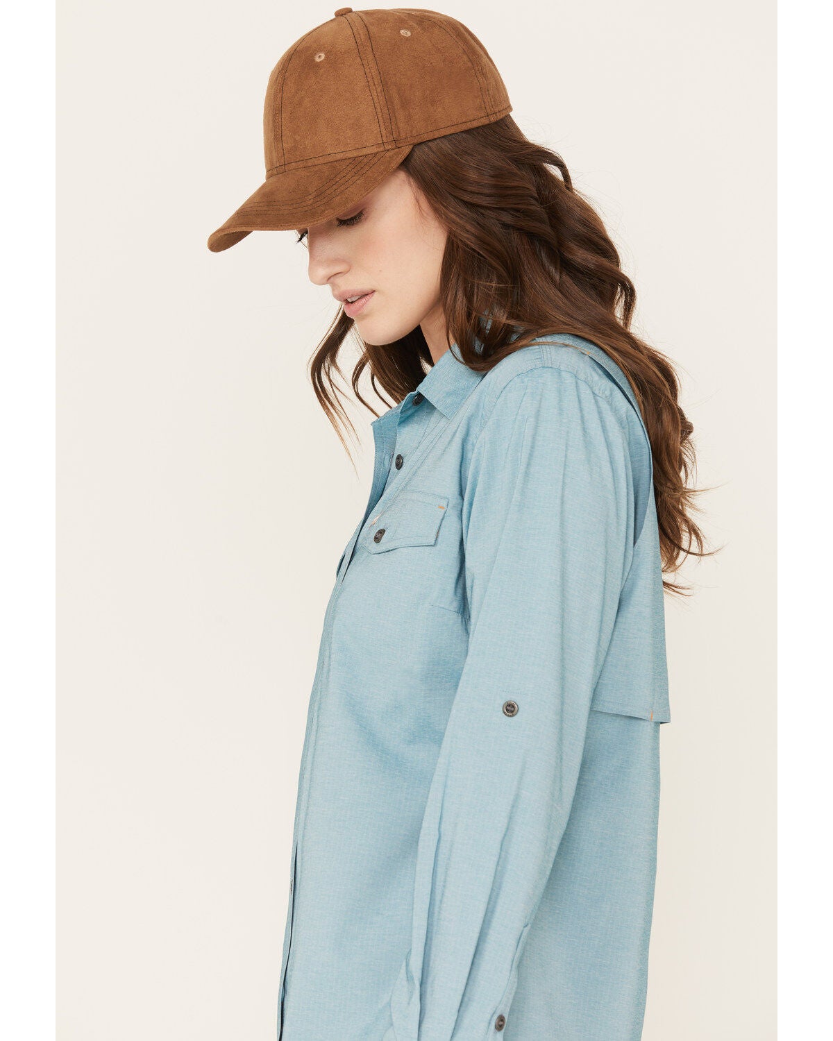 thumbnail image 2 of Ariat Women's Rebar Long Sleeve Shirt – Clear Sky Blue Plaid, 96% Cotton / 4% Spandex (Regular Fit) 2 of 6