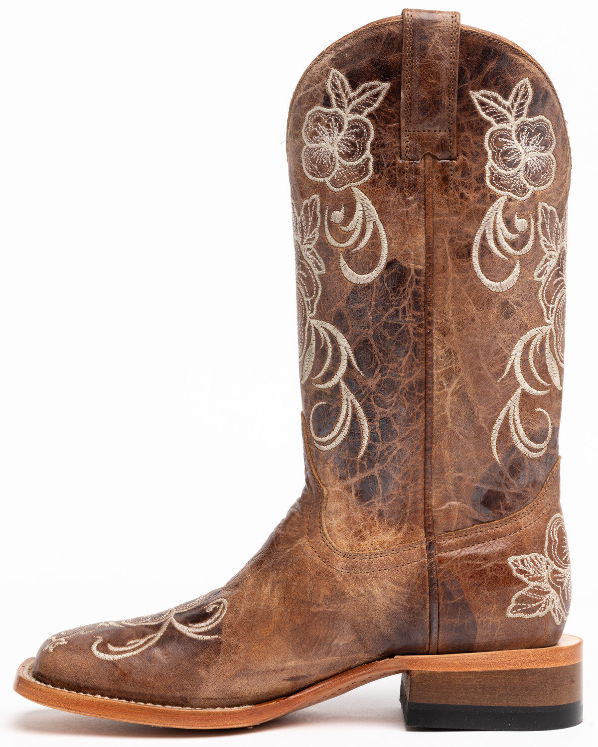 Image #3 - Shyanne Women's Lasy Floral Embroidered Western Boots - Broad Square Toe, Brown, hi-res