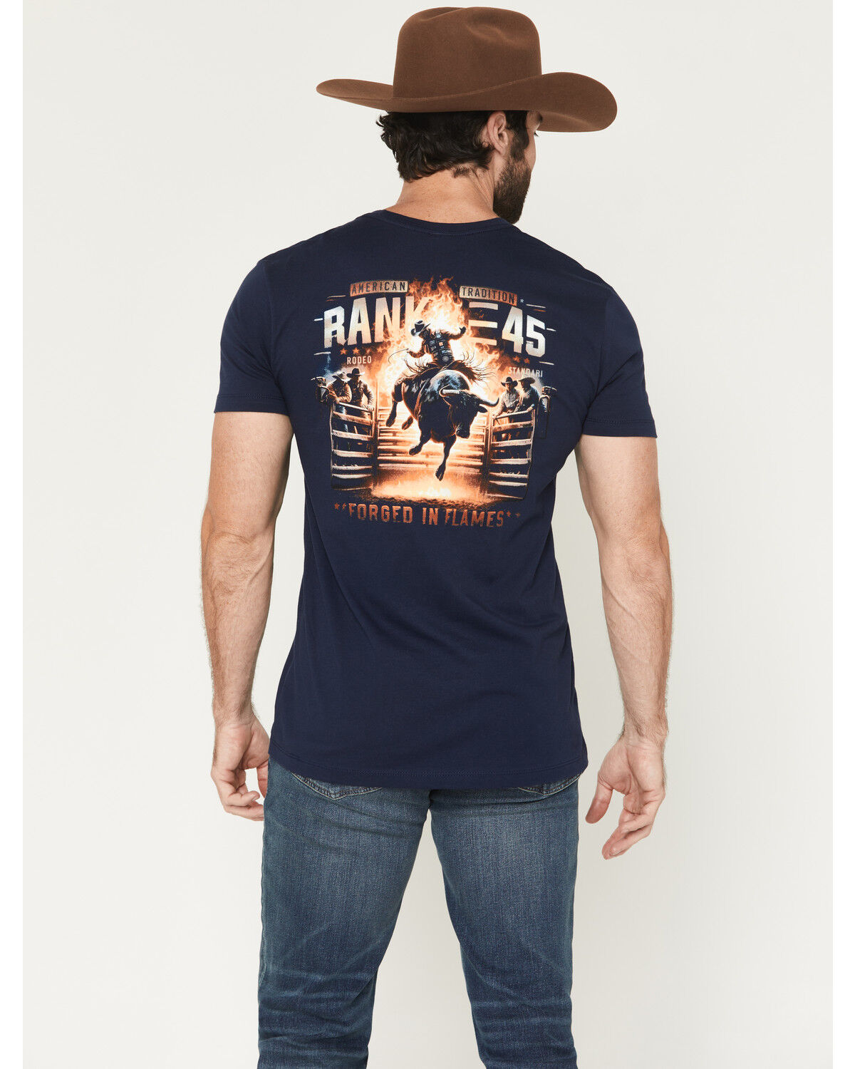 Image #1 - RANK 45® Men's Forged Logo Short Sleeve Graphic T-Shirt, Navy, hi-res