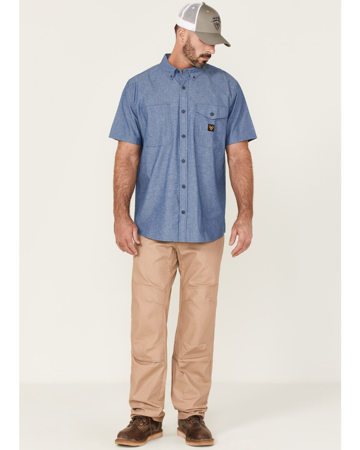 Image #2 - Hawx Men's Short Sleeve Button-Down Work Shirt, Royal Blue, hi-res
