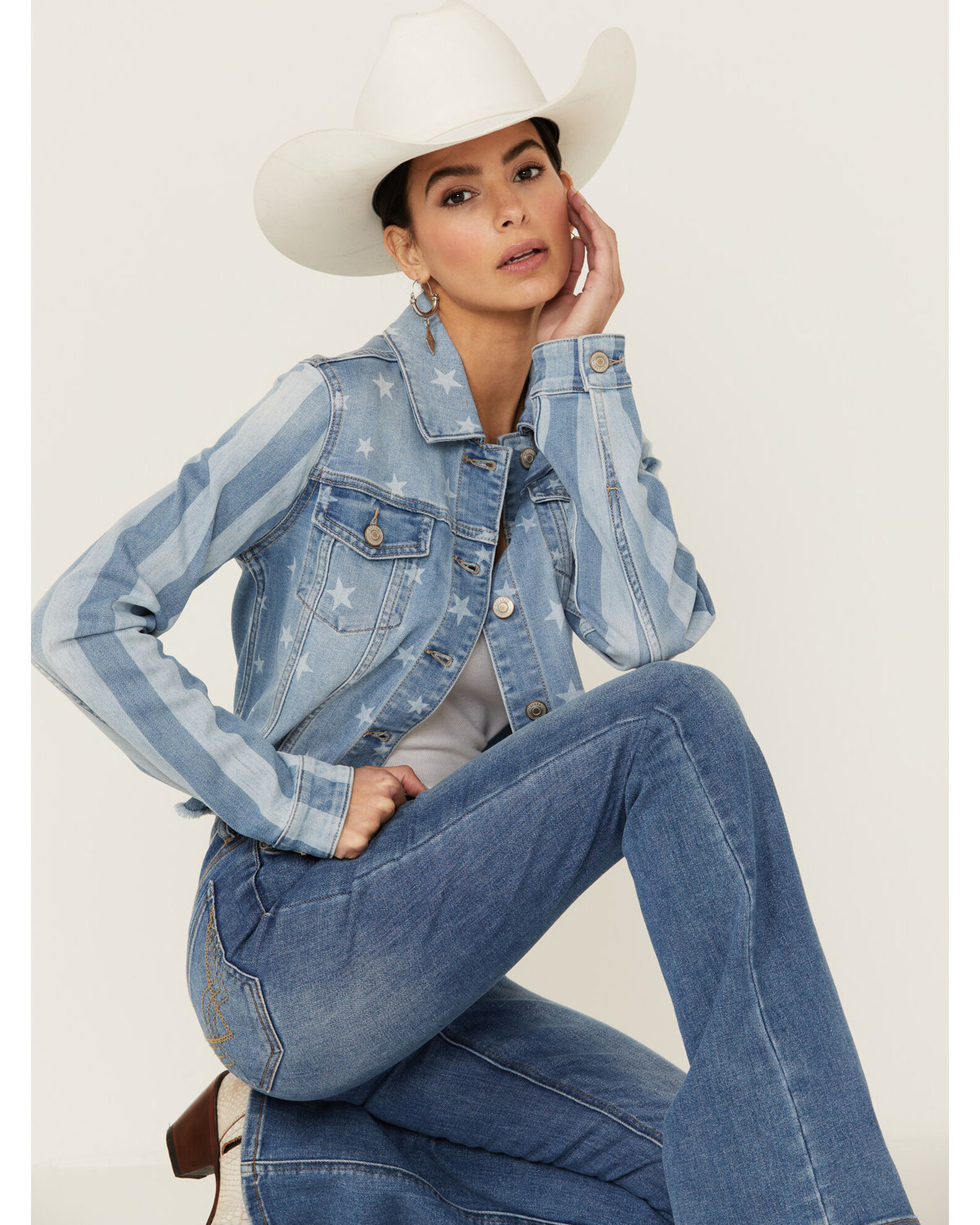 Denim jacket hotsell with stripes