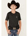 Image #1 - Ariat Boys' Charger Vertical Flag Graphic Short Sleeve T-Shirt , Charcoal, hi-res