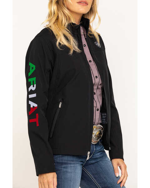 Ariat Women's Classic Team Mexico Flag Softshell Jacket, Black, hi-res