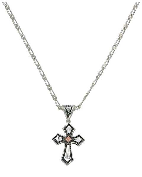 Montana Silversmiths Antique Silver Cross Necklace, Silver, hi-res