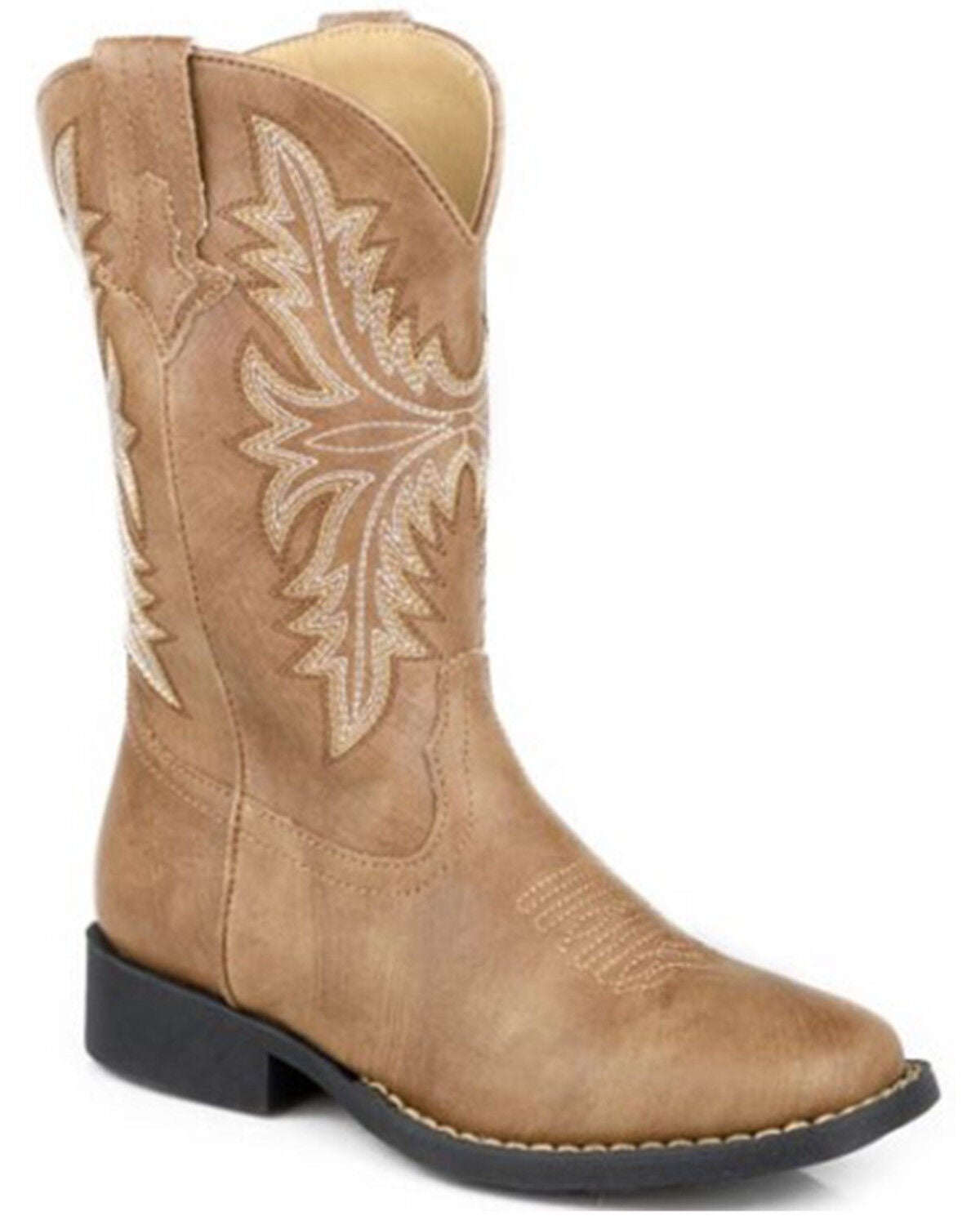 Roper Girls' Floral Western Boots - Purple, Mid-Calf Height, Perfect For Kids' Cowgirl Style