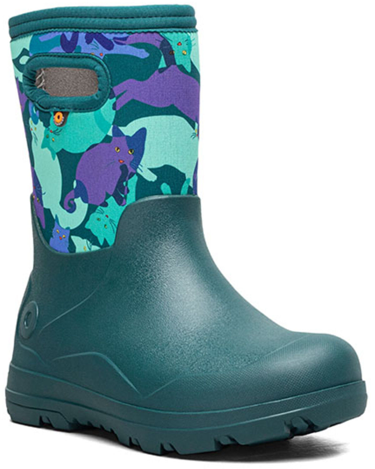 Image #1 - Bogs Girls' York Seamless Catmo Rubber Boots, Teal, hi-res
