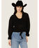 Image #1 - Revel Women's Layer Crochet Long Sleeve Shirt, Black, hi-res
