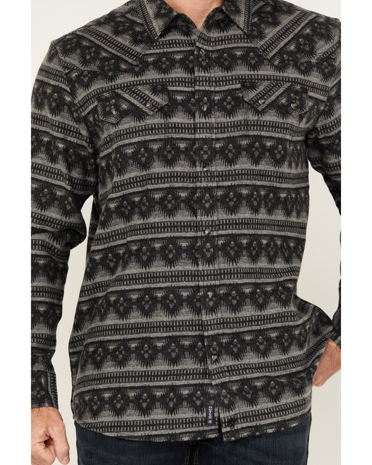 Image #3 - Moonshine Spirit Men's Smoke Signal Southwestern Striped Long Sleeve Snap Western Shirt, Grey, hi-res
