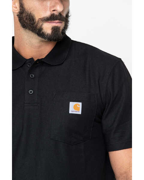 Carhartt Men's Contractors Pocket Short Sleeve Work Polo Shirt, Black, hi-res