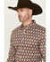 Image #2 - RANK 45® Men's Multaz Southwestern Print Geo Print Long Sleeve Button-Down Performance Stretch Western Shirt, Teal, hi-res