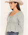 Image #2 - Wonderwest Women's Long Sleeve Lace Trim Button-Front Top, Blue, hi-res