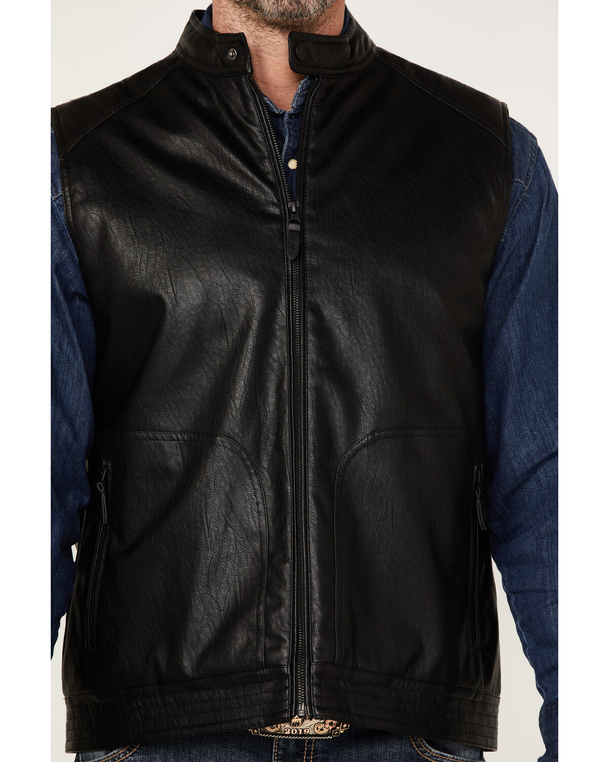 Image #3 - Moonshine Spirit Men's Slaton Biker Vest, Black, hi-res