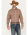 Image #1 - RANK 45® Men's Spur Printed Long Sleeve Button-Down Stretch Western Shirt , Pecan, hi-res