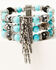 Image #2 - Shyanne Women's Silver Fringe & Turquoise Beaded Multilayered Stretch Cuff Bracelet, Silver, hi-res