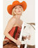 Understated Leather Women's Last Call Western Corset, Orange, hi-res