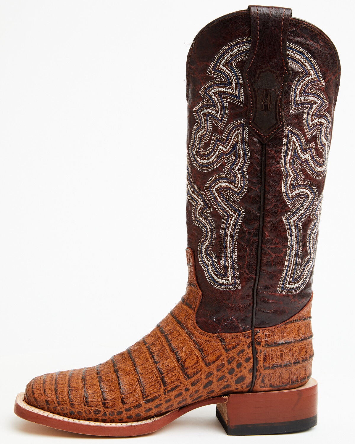 Image #3 - Tanner Mark Women's Caiman Print Western Boots - Broad Square Toe, Blue, hi-res