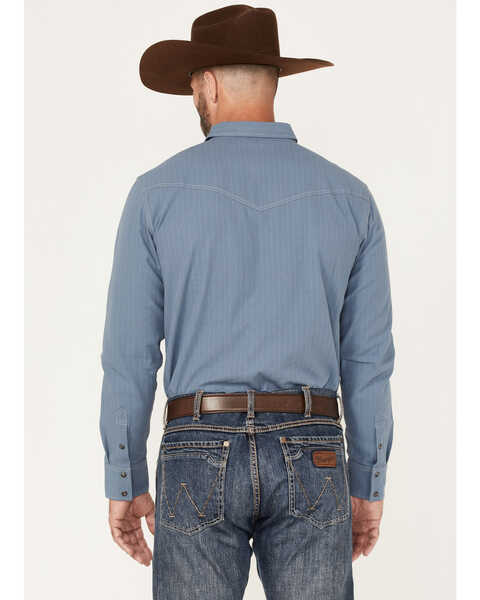 Blue Ranchwear Men's Ticking Stripe Snap Western Workshirt , Blue, hi-res
