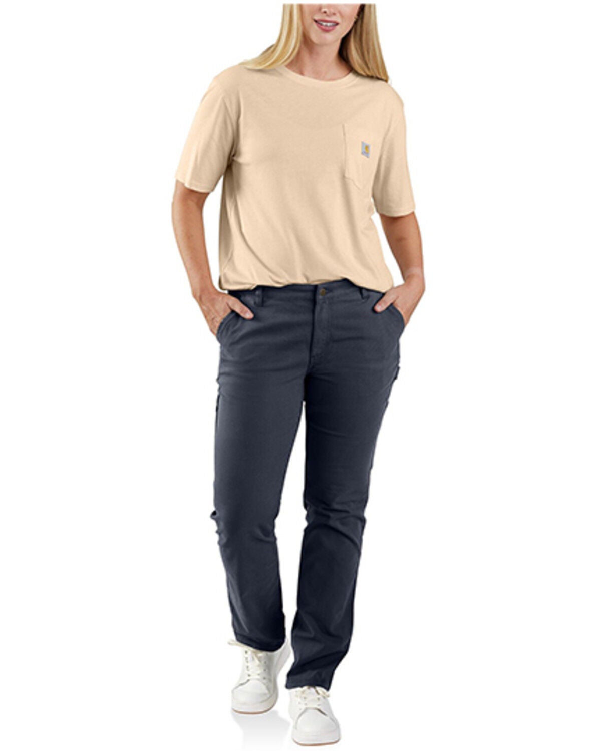 Carhartt Women's Rugged Flex&reg; Relaxed Fit Canvas Work Pants, Navy, hi-res