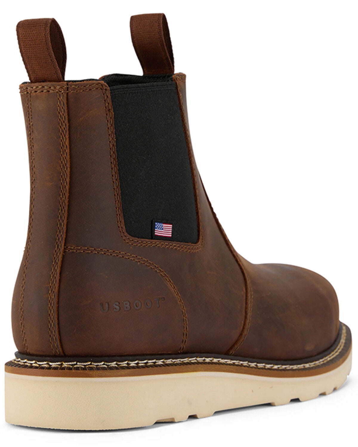 Image #5 - US Boot Men's Logan 6" Chelsea Work Boots - Composite Toe, Brown, hi-res