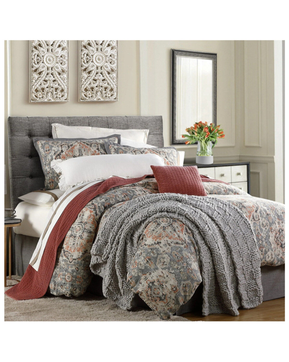 Image #1 - HiEnd Accents Carmen Kilim 3-Piece Super Queen Comforter Set, Taupe, hi-res