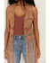 Panhandle Women's Crochet Fringe Vest, Brown, hi-res