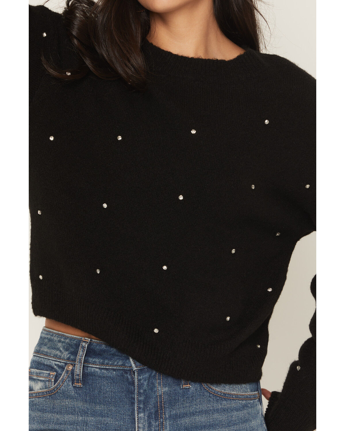 Image #3 - Rock & Roll Denim Women's Rhinestone Sweater, Black, hi-res
