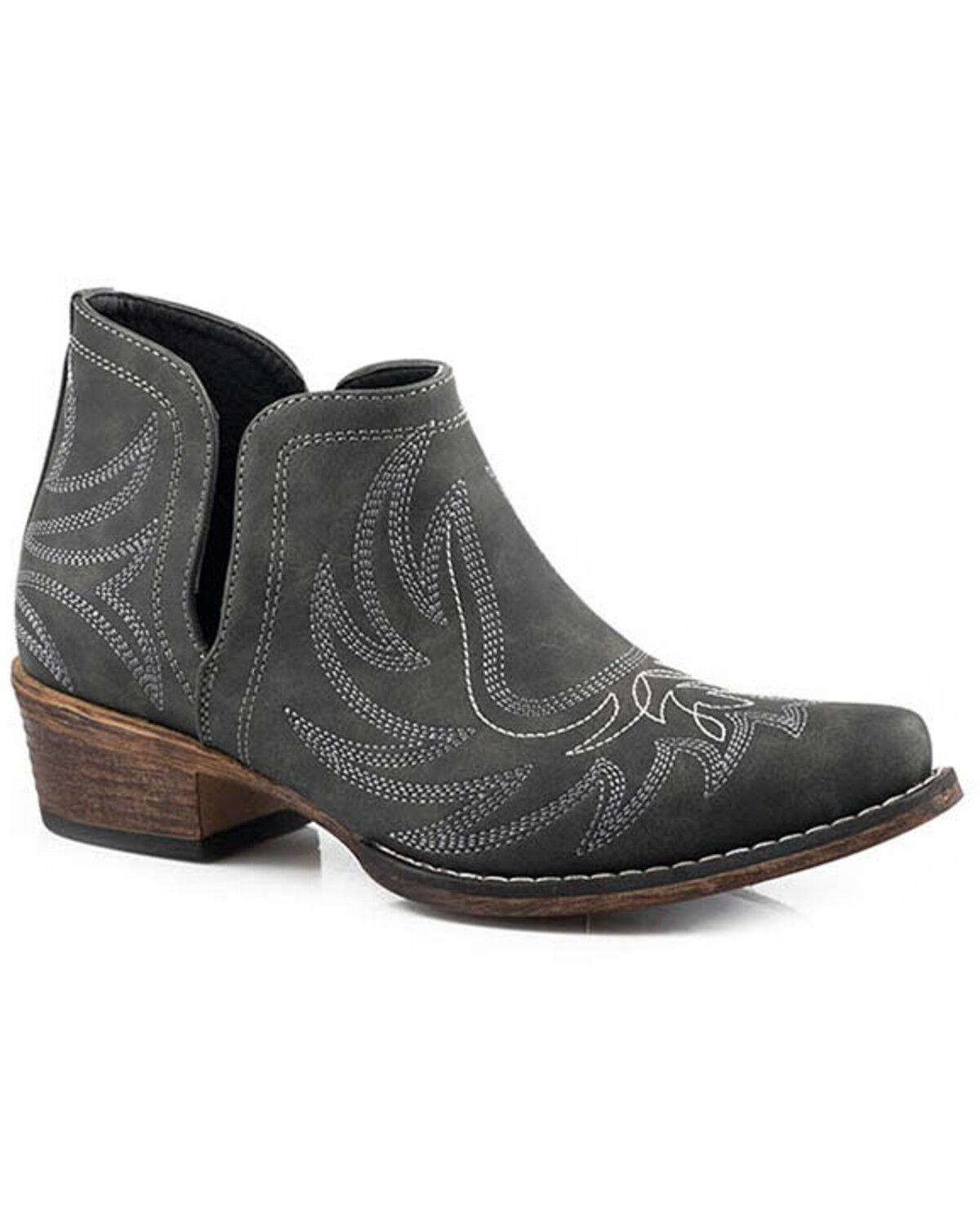 Roper Women's Ava Western Booties - Snip Toe, Charcoal, hi-res