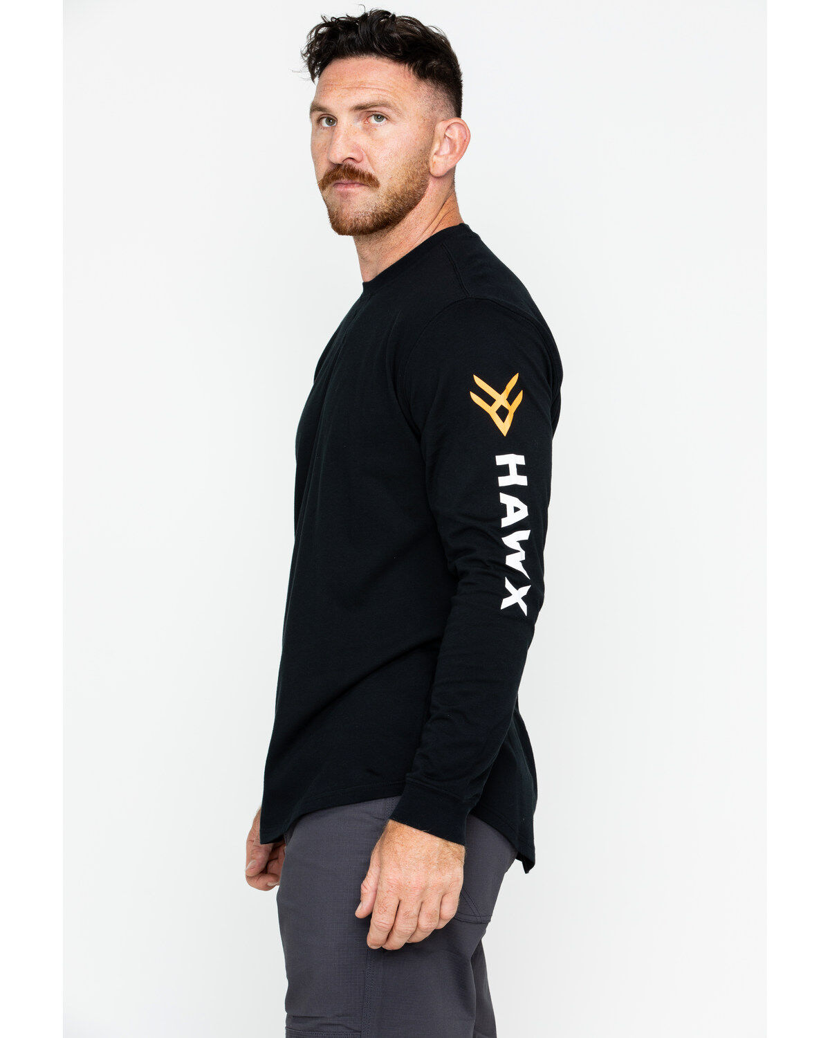 Image #3 - Hawx Men's Logo Crew Long Sleeve Work T-Shirt, Black, hi-res
