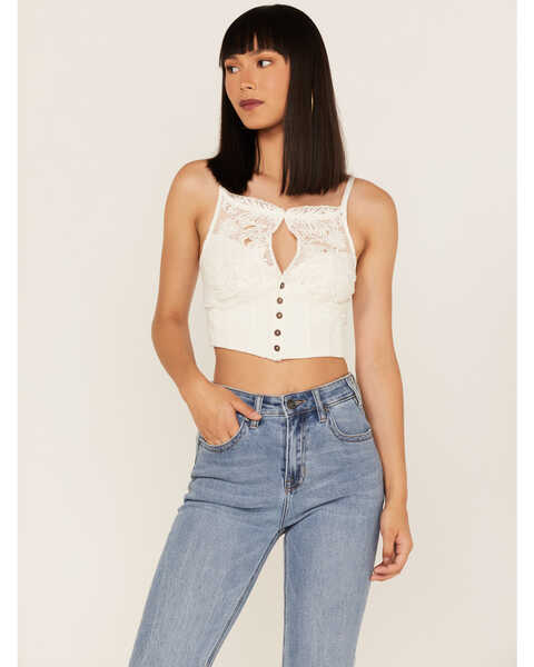Free People Women's Have My Heart Cropped Tank Top, White, hi-res