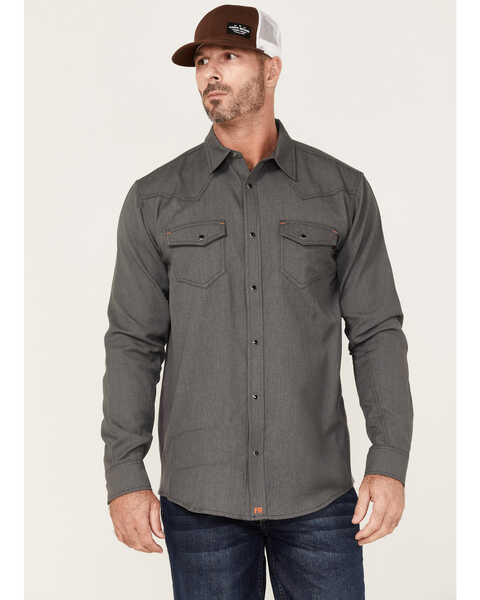 Cody James Men's FR Vented Long Sleeve Button-Down Work Shirt , Grey, hi-res