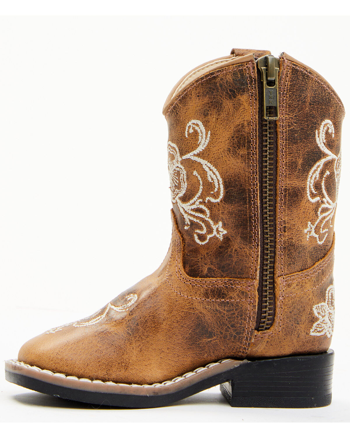 Image #3 - Shyanne Little Girls' Little Bitty Lasy Western Boots - Broad Square Toe, Brown, hi-res