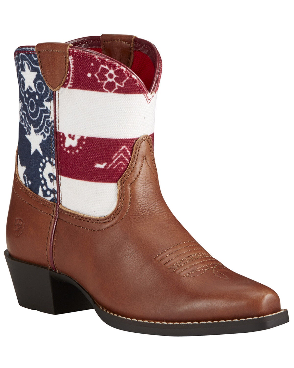 Ariat Girls' Stars & Stripes Boots - Snip Toe, Brown, hi-res