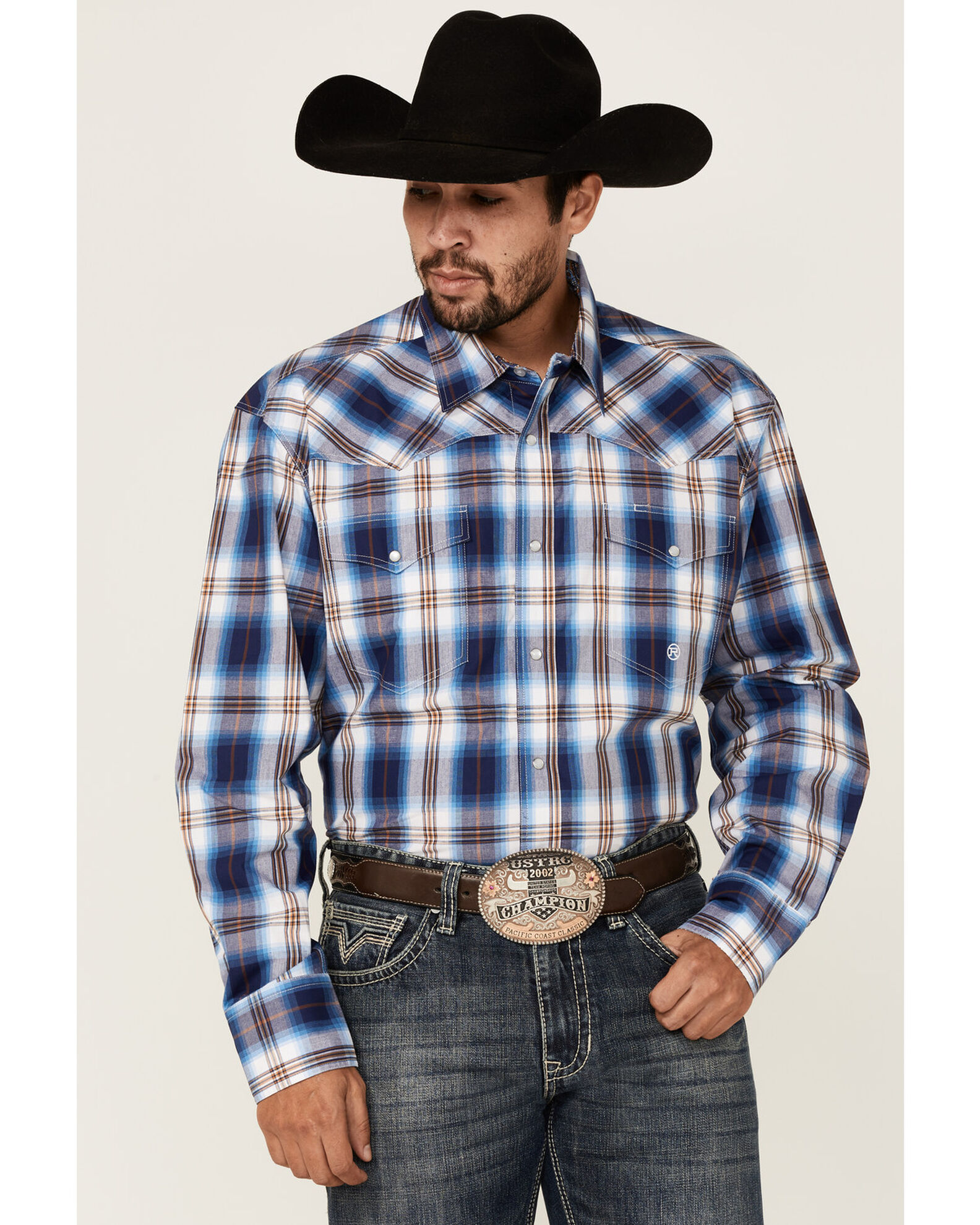 Royal blue western sales shirt
