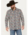 Image #1 - Moonshine Spirit Men's Gypsy Club Paisley Print Long Sleeve Western Snap Shirt, Navy, hi-res