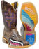 Image #1 - Tin Haul Girls' Tan and Pink 8" Leather Western Boots - Square Toe , Pink, hi-res