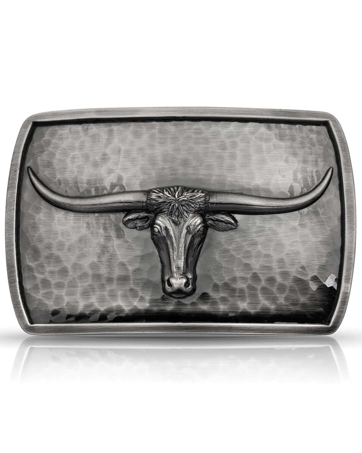 Image #1 - Montana Silversmiths Men's River Rock Cascade Longhorn Buckle, Silver, hi-res