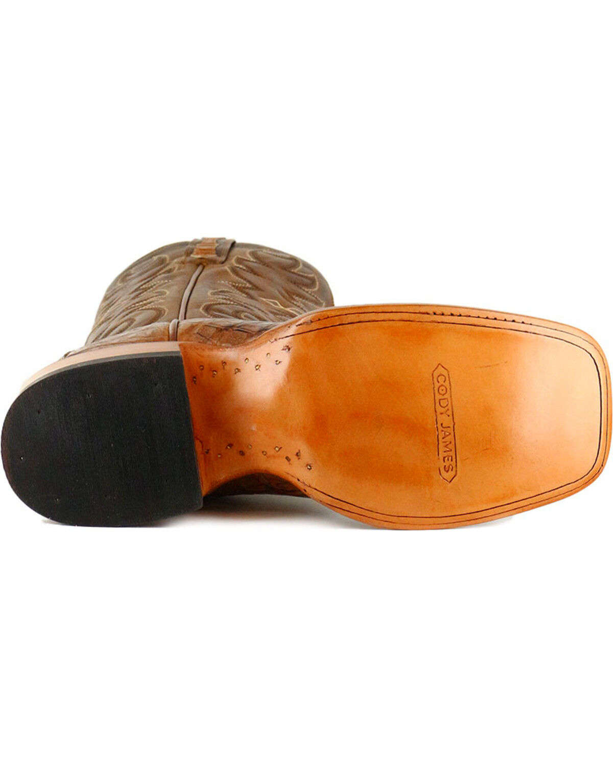 Image #6 - Cody James Men's Burnished Caiman Exotic Boots - Wide Square Toe, Brown, hi-res