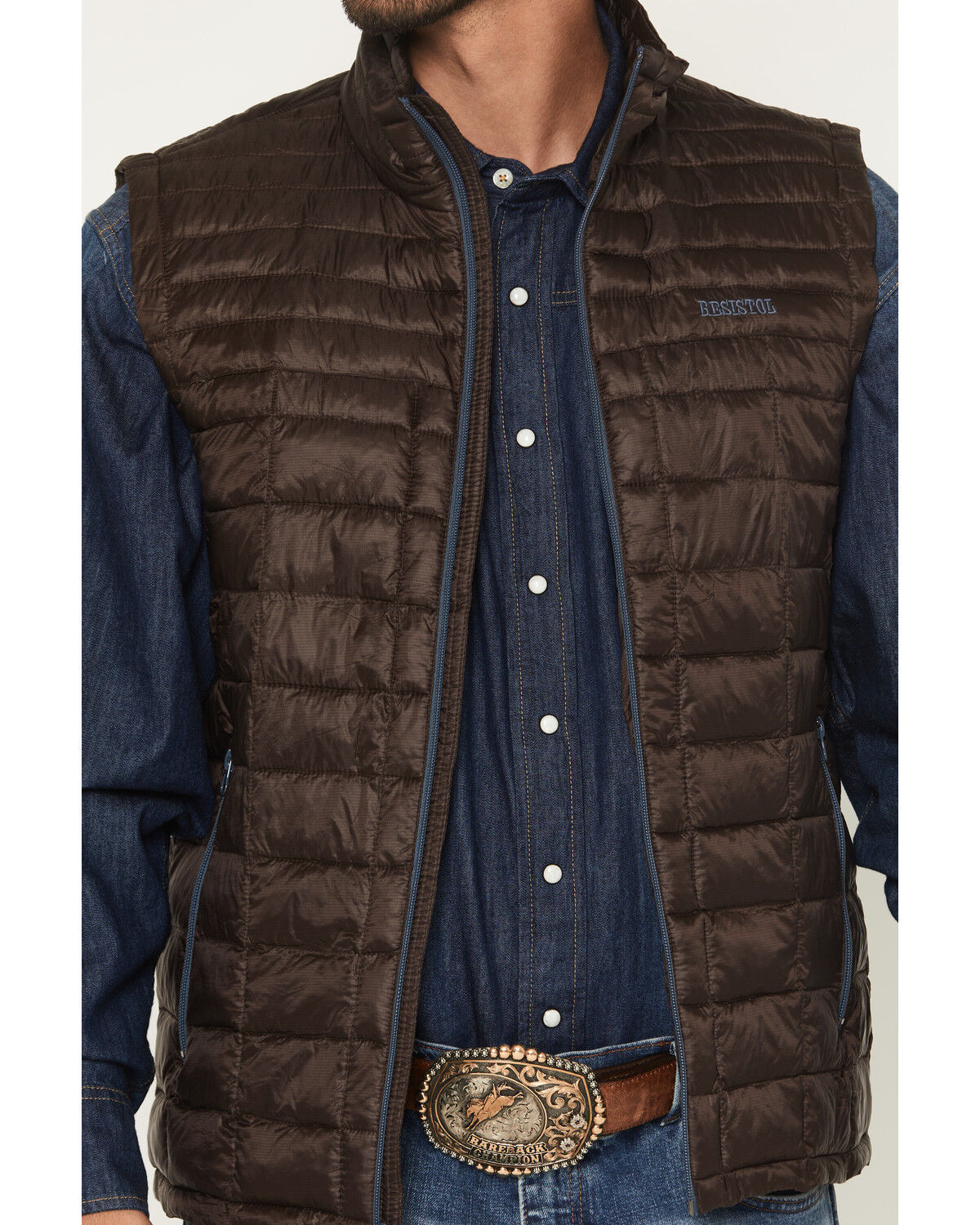 Image #3 - Resistol Men's Cold Bloq Puffer Vest, Brown, hi-res