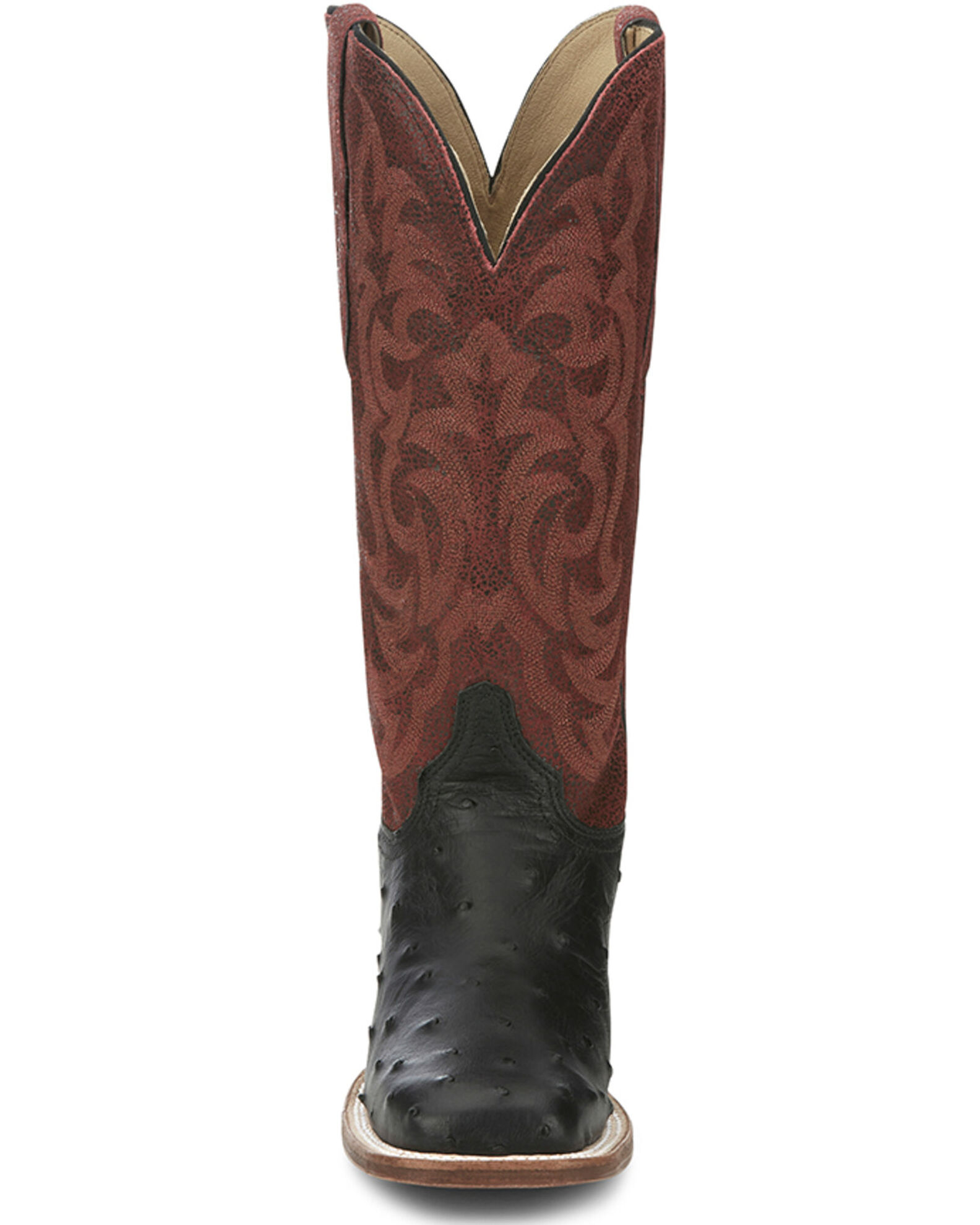 Justin black ostrich square toe boots clearance