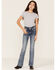 Grace in LA Girls' Border Print Bootcut Jeans, Blue, hi-res