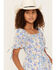 Image #2 - Hayden Girls' Floral Print Puff Sleeve Mini Dress, Blue, hi-res