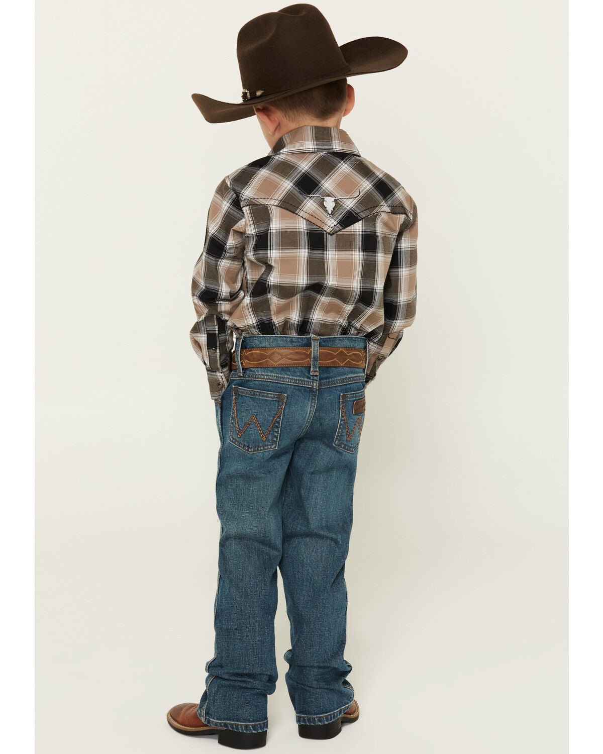 Wrangler Retro Little Boys' Wes Medium Wash Slim Bootcut Stretch Denim Jeans, Medium Wash, hi-res